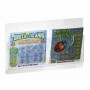 Transparent plexiglass wall-mounted display for betting slips and scratch cards