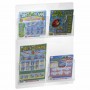 Transparent plexiglass wall-mounted display for betting slips and scratch cards