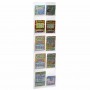 Transparent plexiglass wall-mounted display for betting slips and scratch cards