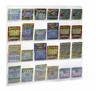 Présentoir mural jeux de tirage et billets à gratter réalisé en plexiglass