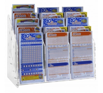 E-473 bis - Espositore schedine da banco in plexiglass trasparente