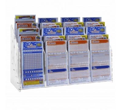 E-473 ter - Espositore schedine da banco in plexiglass trasparente