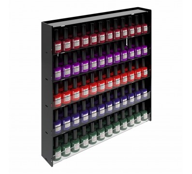 E-570 Bis - Espositore vetrinetta da parete per Make Up con Pannello Laterale Nero con doppia profondità - Larghezza 47 cm.