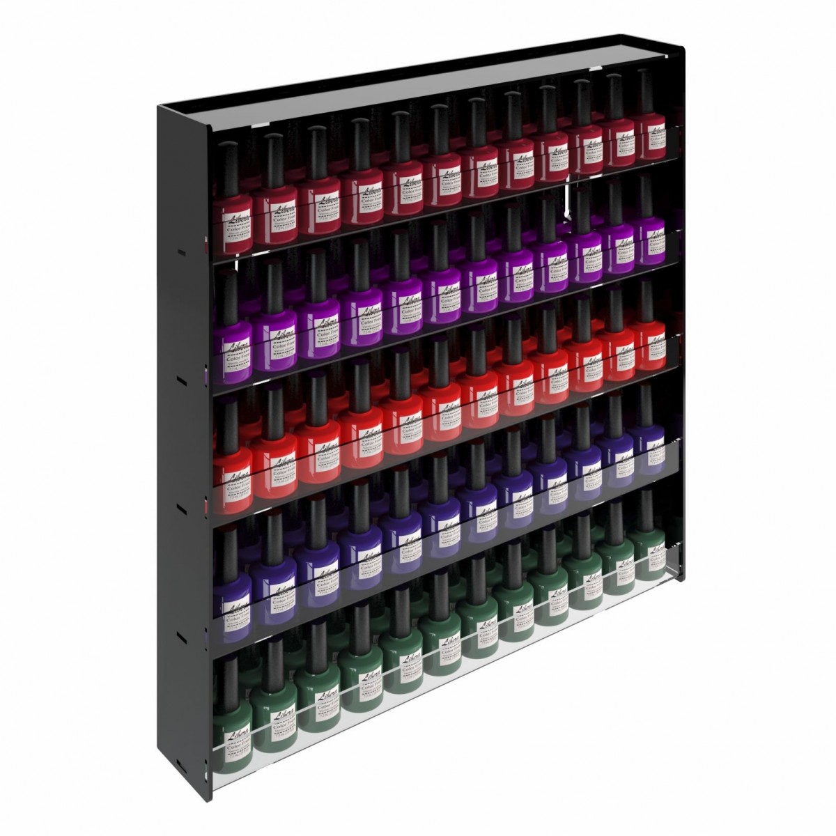 E-570 Bis - Espositore vetrinetta da parete per Make Up con Pannello Laterale Nero con doppia profondità - Larghezza 47 cm.