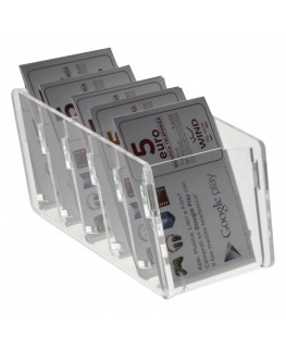 Expositor de mostrador para tarjetas telefónicas en plexiglás transparente
