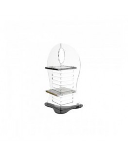 E-009 PCD - Porta CD a 10 scomparti in plexiglass trasparente con base nera dal design moderno