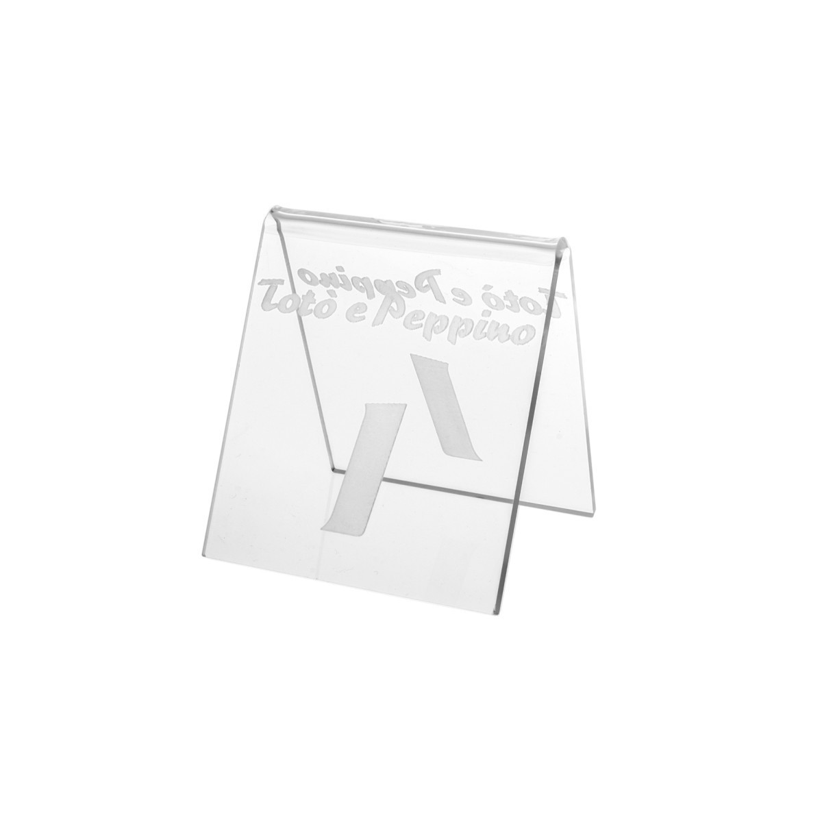 Segnaposti in plexiglass trasparente - Misure: 8 x 8 x H8 incisione piena