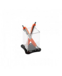 E-042 PP - Porta penne da banco in plexiglass trasparente - Misure: 6.5 x 6.5 x H10 cm