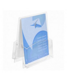 E-044 PD - Porta depliant in plexiglass trasparente a 2 tasche Formato A4