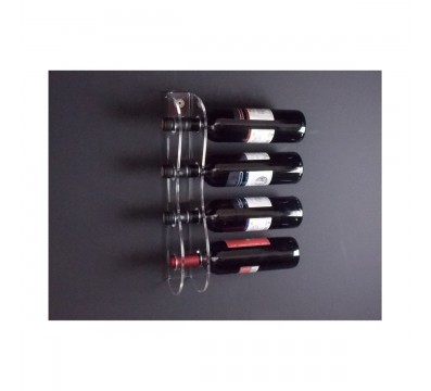 E-090 PBT-B - Portabottiglie in plexiglass trasparente per 4 bottiglie - Misure: 12x6x H44