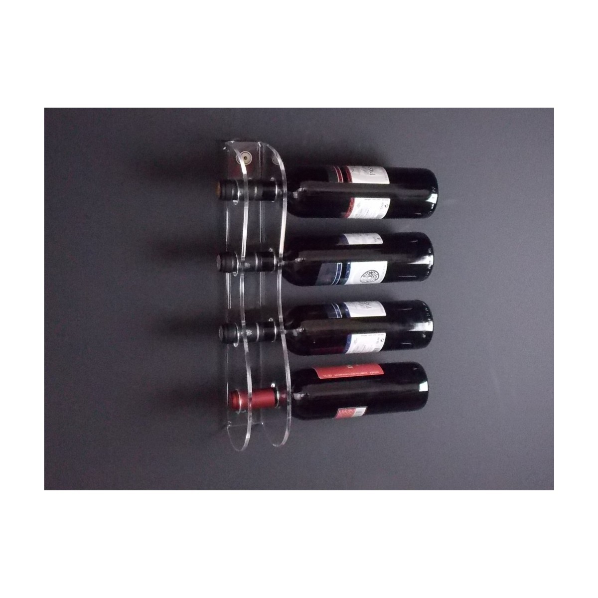 E-090 PBT-B - Portabottiglie in plexiglass trasparente per 4 bottiglie - Misure: 12x6x H44