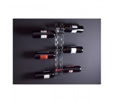 E-090 PBT-D - Portabottiglie in plexiglass trasparente per 10 bottiglie - Misure: 13 x 6 x H60 cm