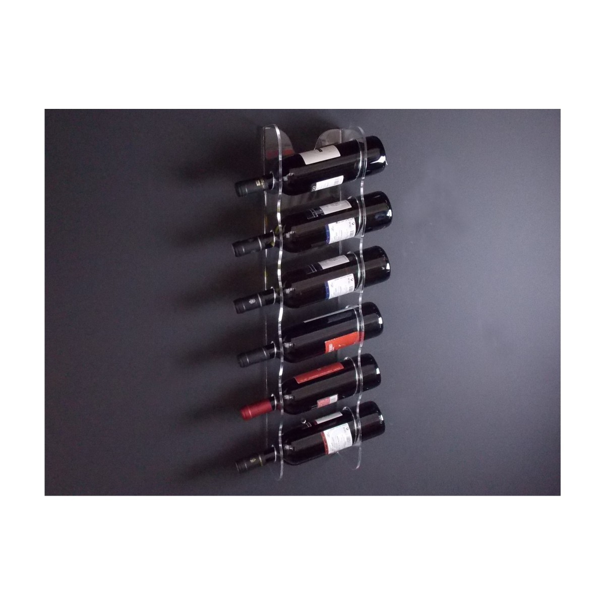 E-090 PBT-E - Portabottiglie in plexiglass trasparente per 6 bottiglie - Misure: 13x6x H70 cm