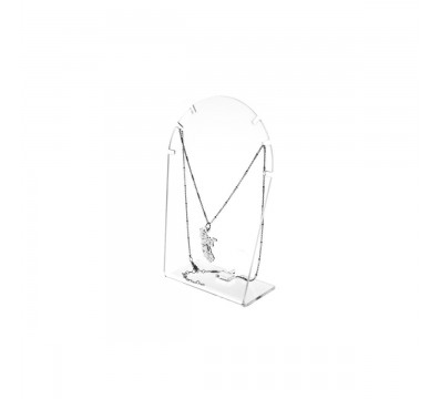 E-091 PC-D - Porta collana in plexiglass trasparente da banco - Misure: 10 x 4 x H15 cm