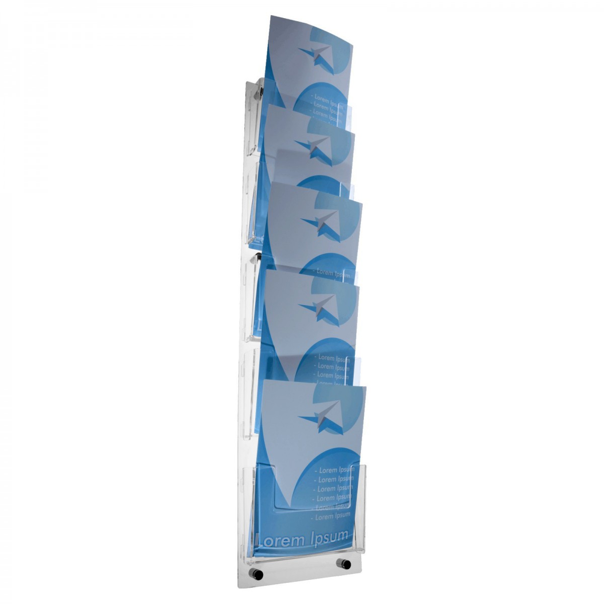E-104 PD-A4 - Porta depliant da parete a 5 tasche in plexiglass trasparente - Tasca formato A4