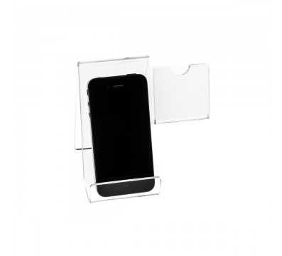 E-123 PCE-A - Portacellulare in plexiglass trasparente - Misura: 14x10x H12 cm