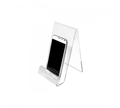 E-123 PCE-C - Portacellulare in plexiglass trasparente con segnaprezzo - Misura: 10x12xH18 cm