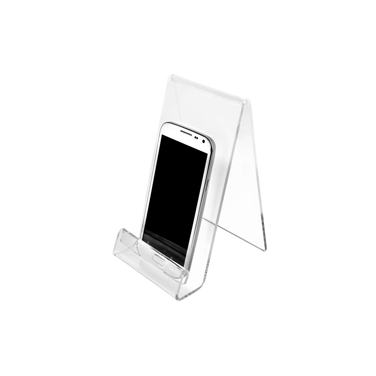 E-123 PCE-C - Portacellulare in plexiglass trasparente con segnaprezzo - Misura: 10x12xH18 cm