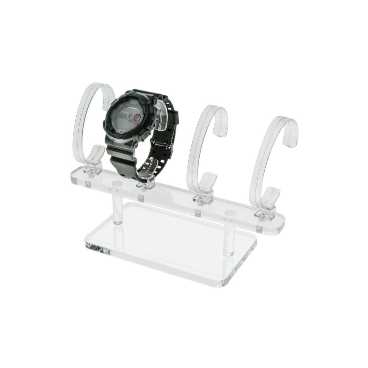Clear wrist watch display holder stand, for 4 bracelet watches