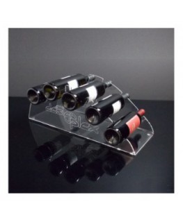 E-175 PBT-A - Portabottiglie in plexiglass trasparente da banco per 5 bottiglie - Misure: 54 x 20 x H20 cm