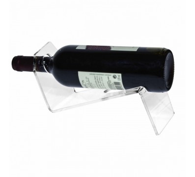E-175 PBT-C - Portabottiglie in plexiglass trasparente da banco per 1 bottiglia - CM(LxPxH): 29x10x10