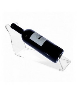 E-175 PBT-F - Portabottiglie in plexiglass trasparente da banco per 1 bottiglia - Misure: 10 x 32 x H14 cm