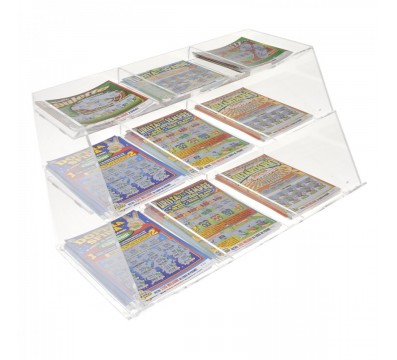 E-215 EGV-B - Espositore gratta e vinci da banco in plexiglass trasparente a 9 scomparti - Misure: 36 x 30 x H24 cm