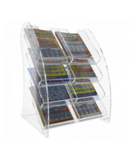 E-216 EGV - Espositore schedine e gratta e vinci da banco in plexiglass trasparente a 8 scomparti