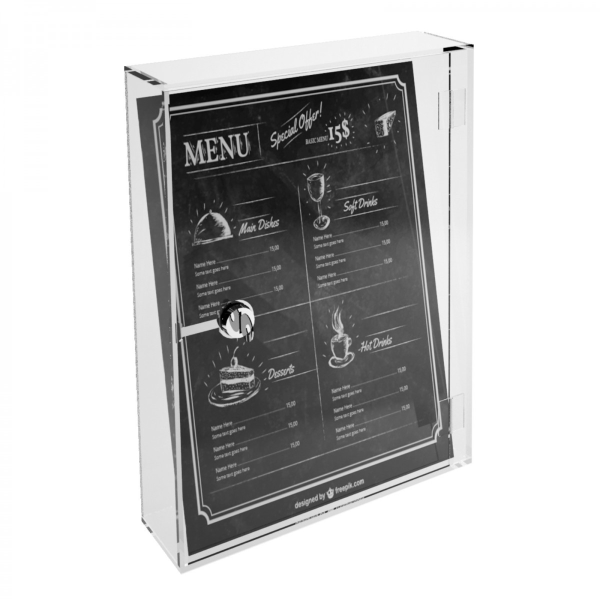 E-244 CAS - Teca in plexiglass trasparente con chiusura a chiave - Misure interne: 23x7x H31 cm