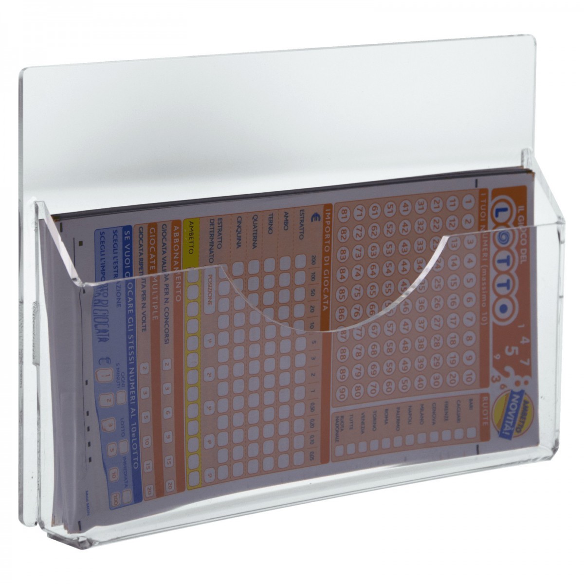E-277 EPS - Espositore schedine da parete in plexiglass trasparente a 1 tasca - Misure: 23 x 3 x H15 cm