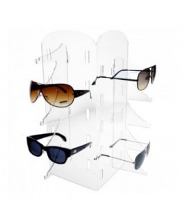 E-325 EPO - Porta occhiali in plexiglass trasparente a 10 postazioni verticali