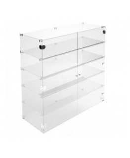 E-358 VET - Ampia vetrina espositiva in plexiglass trasparente a 5 ripiani - Misure: 100 x 40 x h100 cm