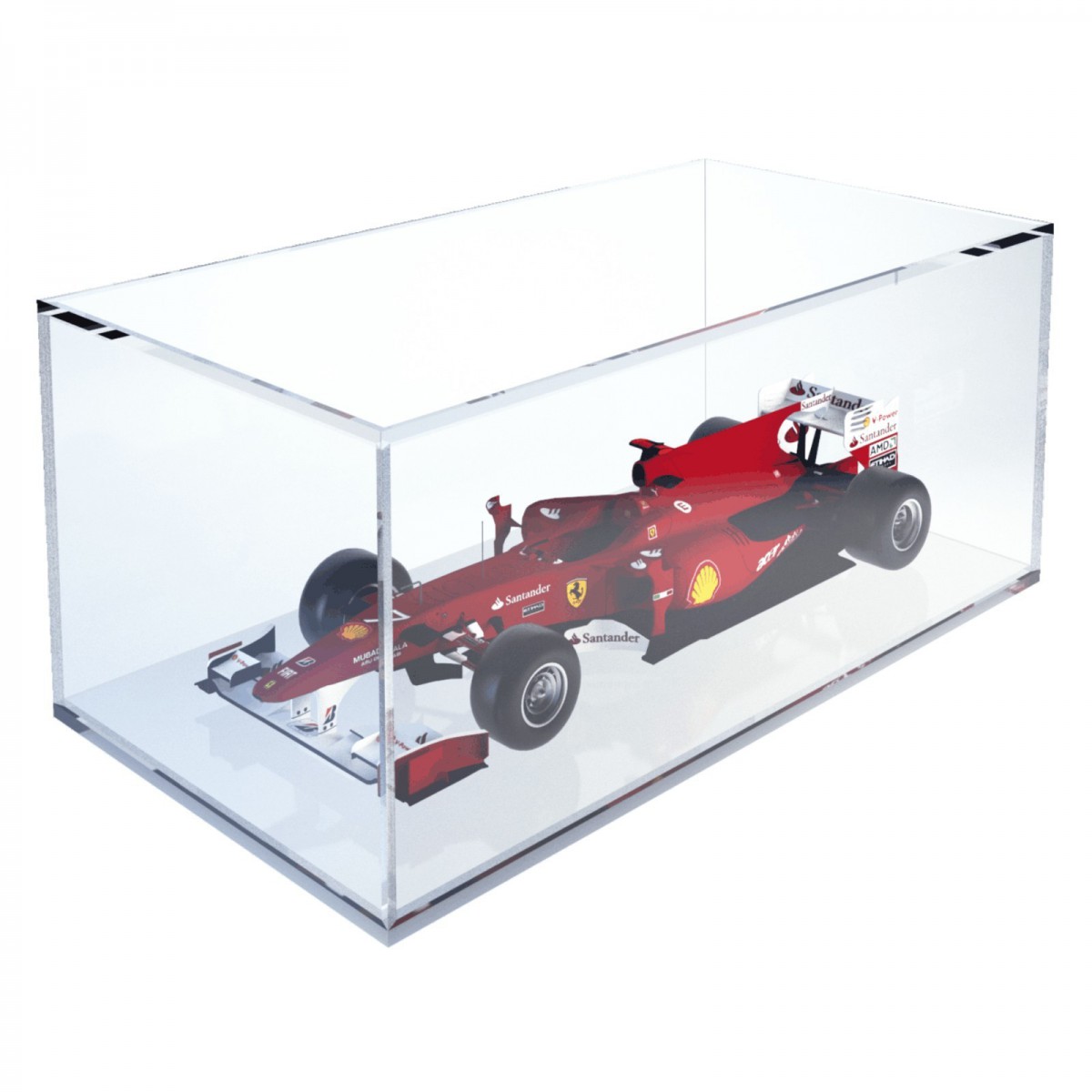 E-373 TEC - Teca espositiva in plexiglass trasparente scala 1:18 con base bianca - Misure totali: 34x18x h14 cm