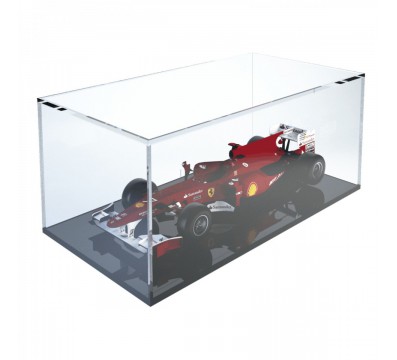 E-374 TEC - Teca espositiva in plexiglass trasparente scala 1:18 con base nera - Misure totali: 34x18x h14 cm