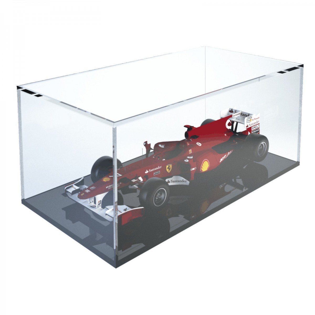 E-374 TEC - Teca espositiva in plexiglass trasparente scala 1:18 con base nera - Misure totali: 34x18x h14 cm