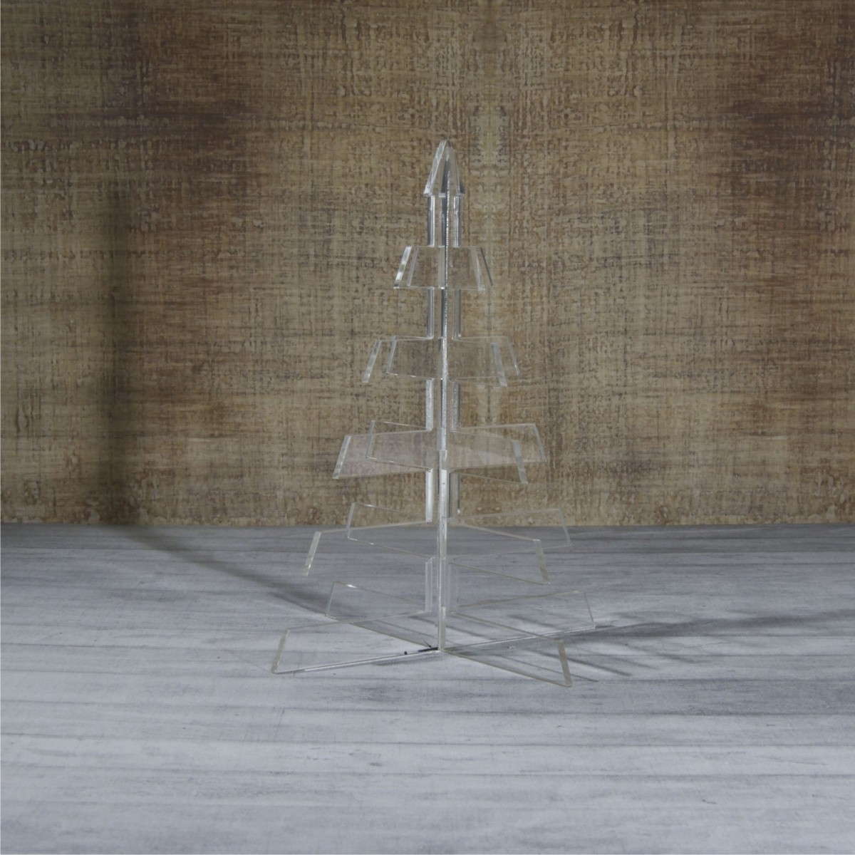 E-456 ALT - Alberello natalizio in plexiglass trasparente adatto per decorare il tuo ambiente - Misura: 20x20xh26 cm