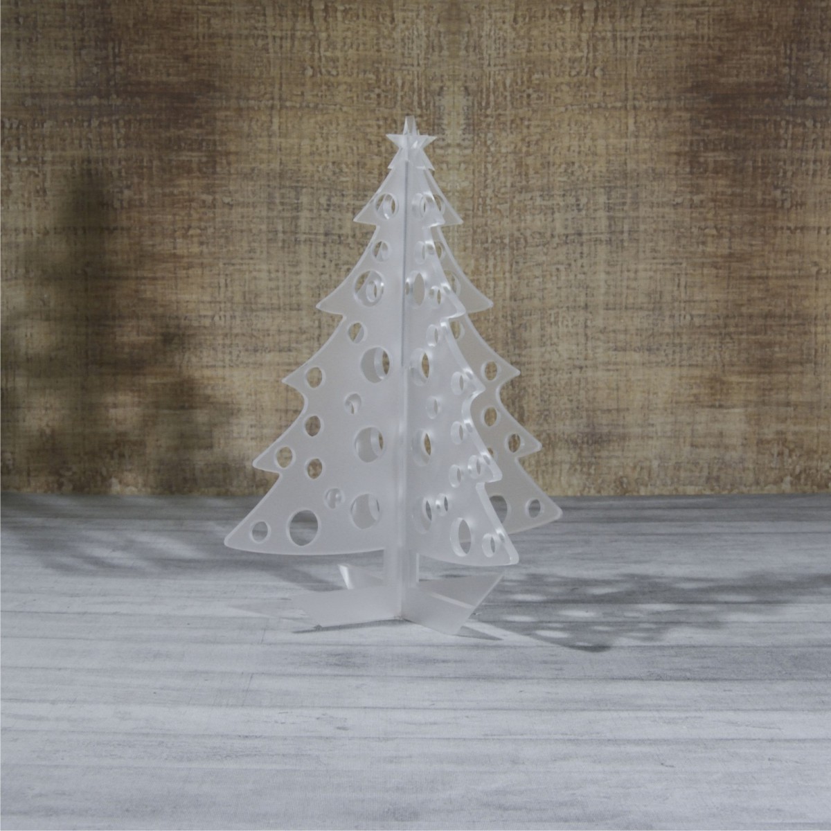 E-457 ALS - Alberello natalizio in plexiglass satinato adatto per decorare il tuo ambiente - Misura: 13x13xh16 cm