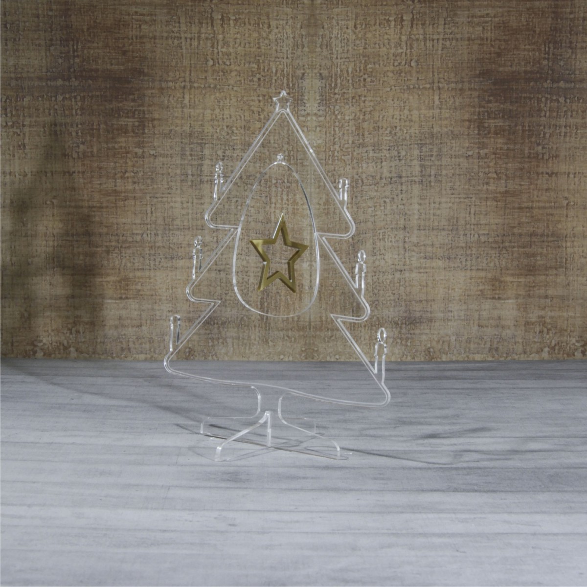 E-460 ALT - Alberello natalizio in plexiglass trasparente adatto per decorare il tuo ambiente - Misura: 13x13xh16 cm