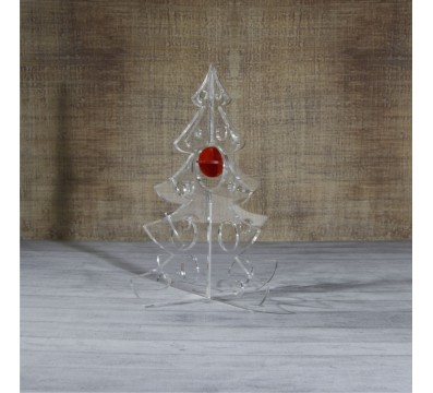 E-462 ALT - Alberello natalizio in plexiglass trasparente adatto per decorare il tuo ambiente - Misura: 13x13xh16 cm