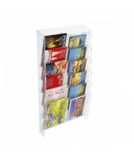 E-399 EPC-B - Espositore porta cartoline da parete in plexiglass trasparente a 12 tasche