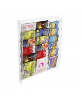 E-399 EPC-C - Espositore porta cartoline da parete in plexiglass trasparente a 18 tasche