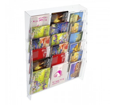 E-399 EPC-C - Espositore porta cartoline da parete in plexiglass trasparente a 18 tasche
