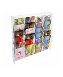 E-399 EPC-D - Espositore porta cartoline da parete in plexiglass trasparente a 24 tasche