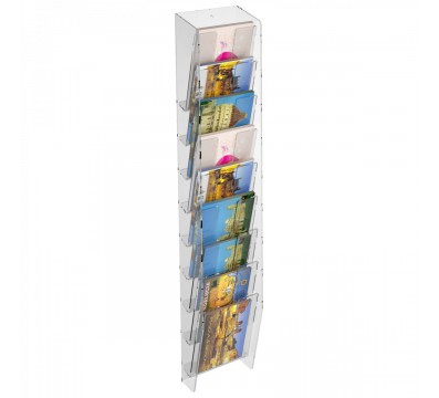 E-399 EPC-F - Espositore porta cartoline da parete in plexiglass trasparente a 9 tasche