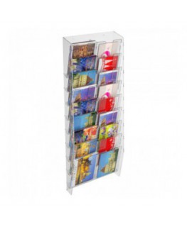 E-399 EPC-G - Espositore porta cartoline da parete in plexiglass trasparente a 18 tasche