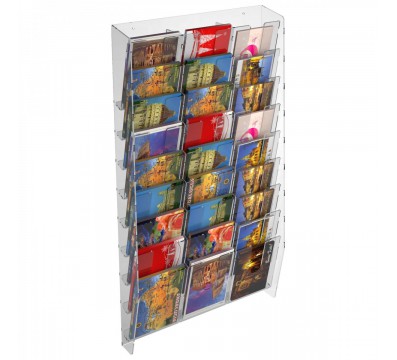 E-399 EPC-H - Espositore porta cartoline da parete in plexiglass trasparente a 27 tasche