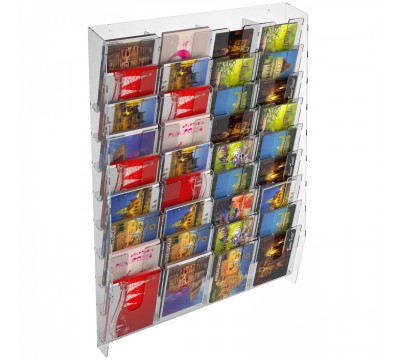 E-399 EPC-I - Espositore porta cartoline da parete in plexiglass trasparente a 36tasche