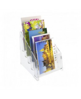 E-400 EPC-A - Espositore porta cartoline da banco in plexiglass trasparente a 5 tasche