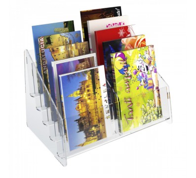 E-400 EPC-B - Espositore porta cartoline da banco in plexiglass trasparente a 10 tasche