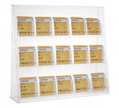 E-401 ECB-A - Espositore porta cedole giocate a 3 tasche realizzato in plexiglass trasparente